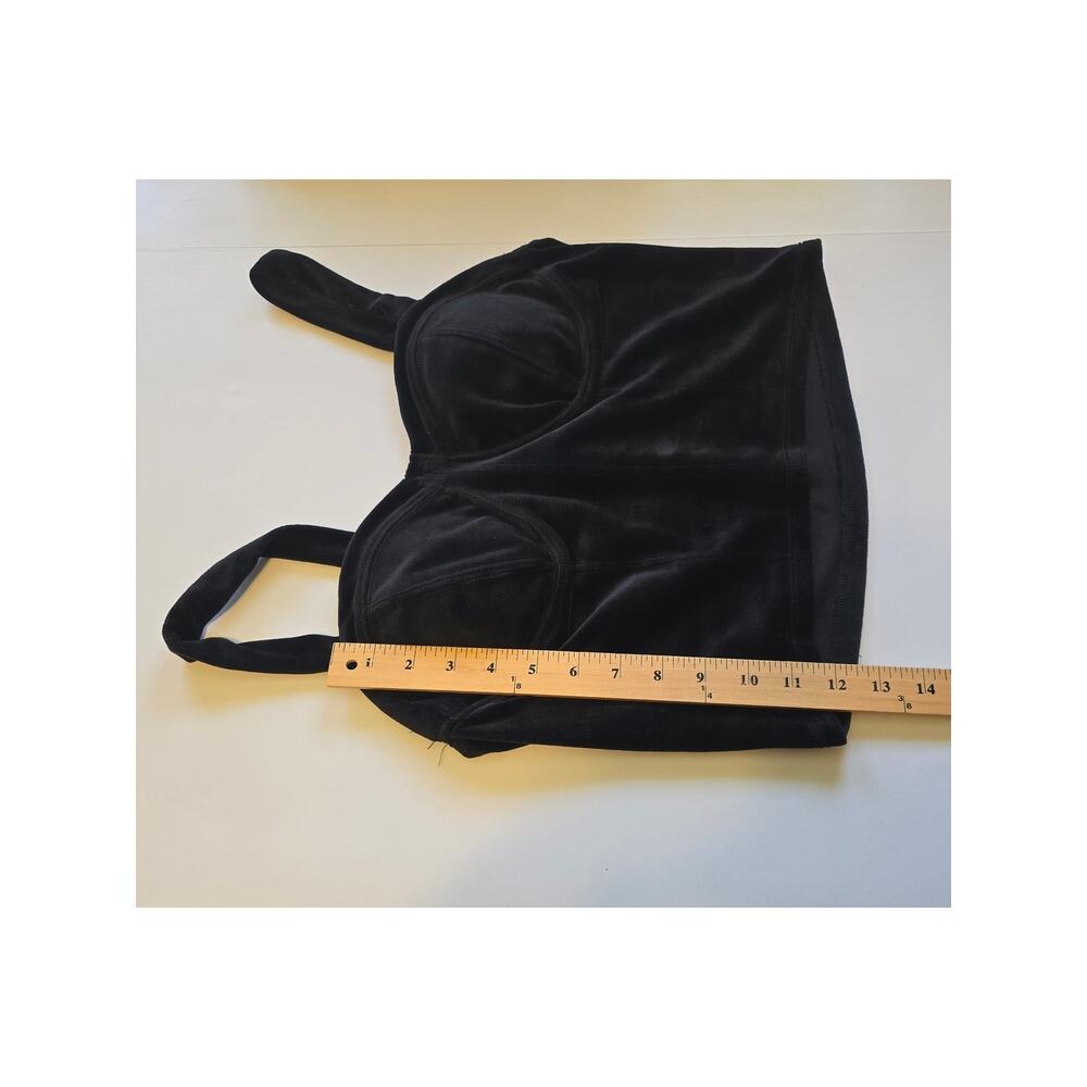 No Boundaries Cropped Bustier Top Juniors Size XL Black Velvet Padded Whimsigoth - Picture 6 of 6
